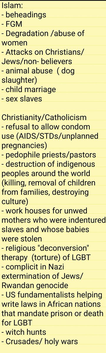 wendyweb47's tweet photo. #SecularSunday A few reasons world's two biggest religions are harmful. Religious complicit in evil globally.  #EndReligion #ExChristian https://t.co/zeIB7tcnUT