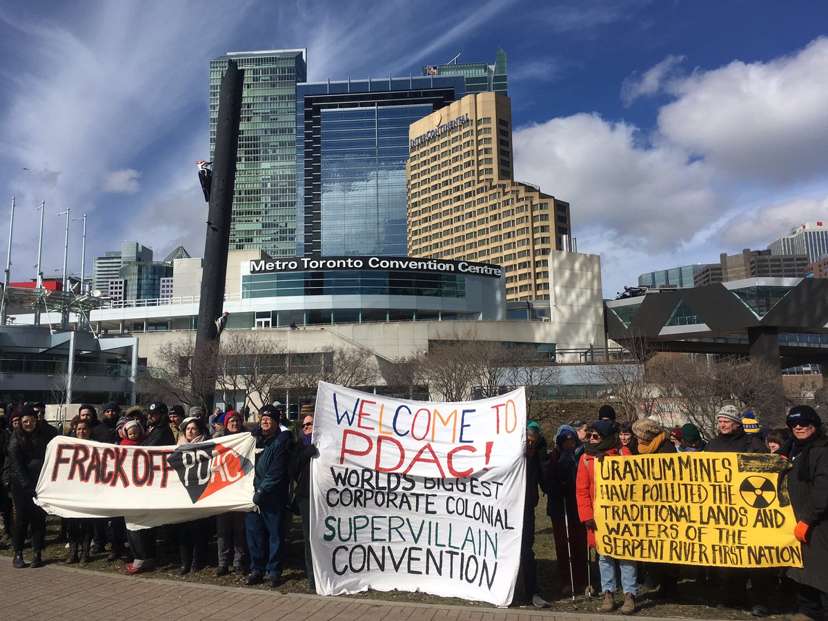 mininginjustice's tweet photo. @the_PDAC we're here, we see you - NO MINING WITHOUT CONSENT https://t.co/z5YZVuOZVA