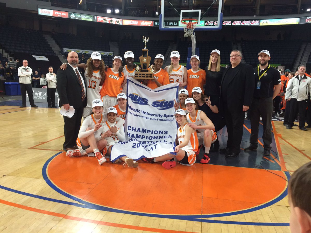 CBUAlumni's tweet photo. The 2017 @AUS_SUA CHAMPS our @gocapersgo! #AlwaysOrange #CBUproud Congratulations ladies! https://t.co/5xcAbXREal