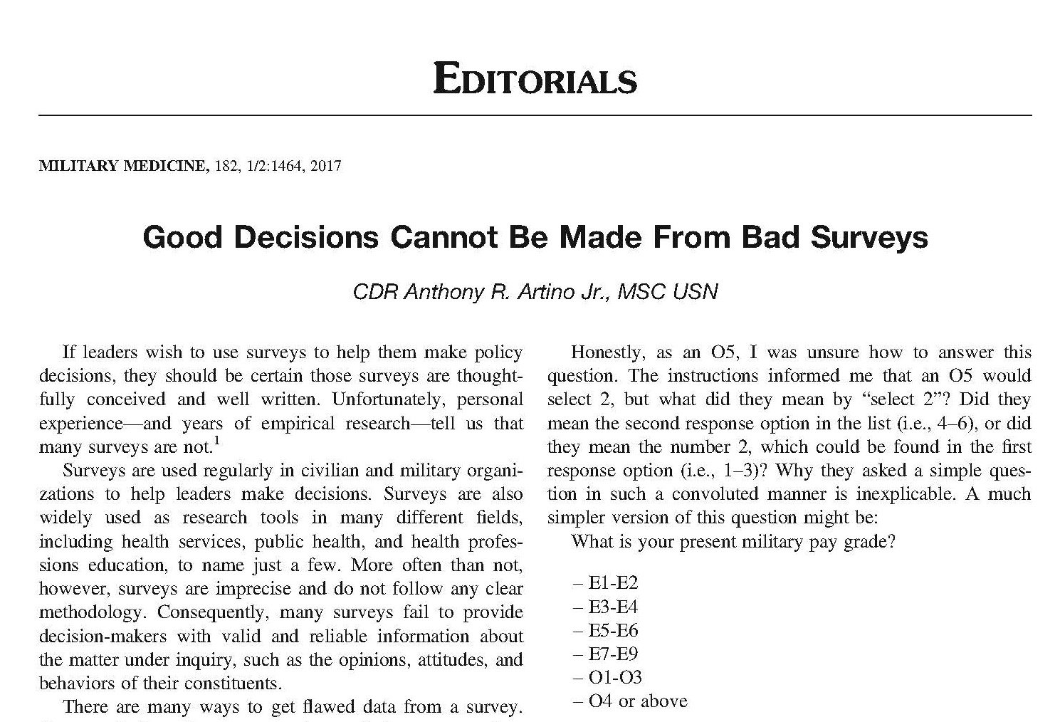 Anthony R Artino Jr On Twitter With So Many Bad Surveys Out There - 
