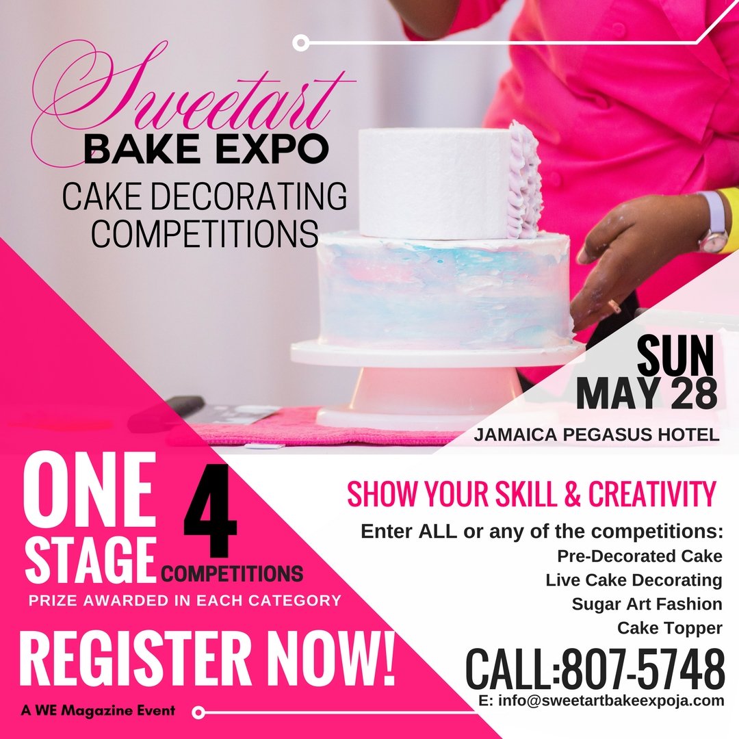 sweetartbakexpo's tweet photo. REGISTER NOW for the Sweetart Bake Expo Cake Decorating Competitions.
Enter 1or All.  Prizes awarded in ea category. #sweetartbakeexpoja2017 https://t.co/BqcpoyMwwl