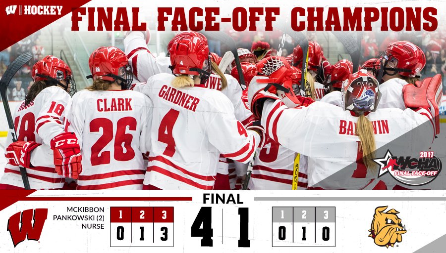 BadgerWHockey's tweet photo. The #Badgers are your WCHA Final Face-Off Champions! https://t.co/QY5jr1JzIF