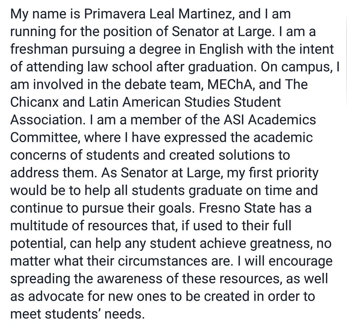 Springtime1014's tweet photo. I am running for FS ASI Senator at Large. Voter turnout for elections is incredibly low. Let's change that this year on March 28-30!🐾 https://t.co/PW8WiOT6if