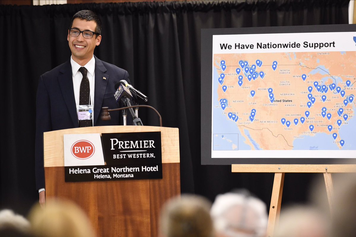 <a href="/danwest2017/">Dan West</a> touting his campaign's support nationwide. (See map he brought) | #mtpol #mtelec #mtnews