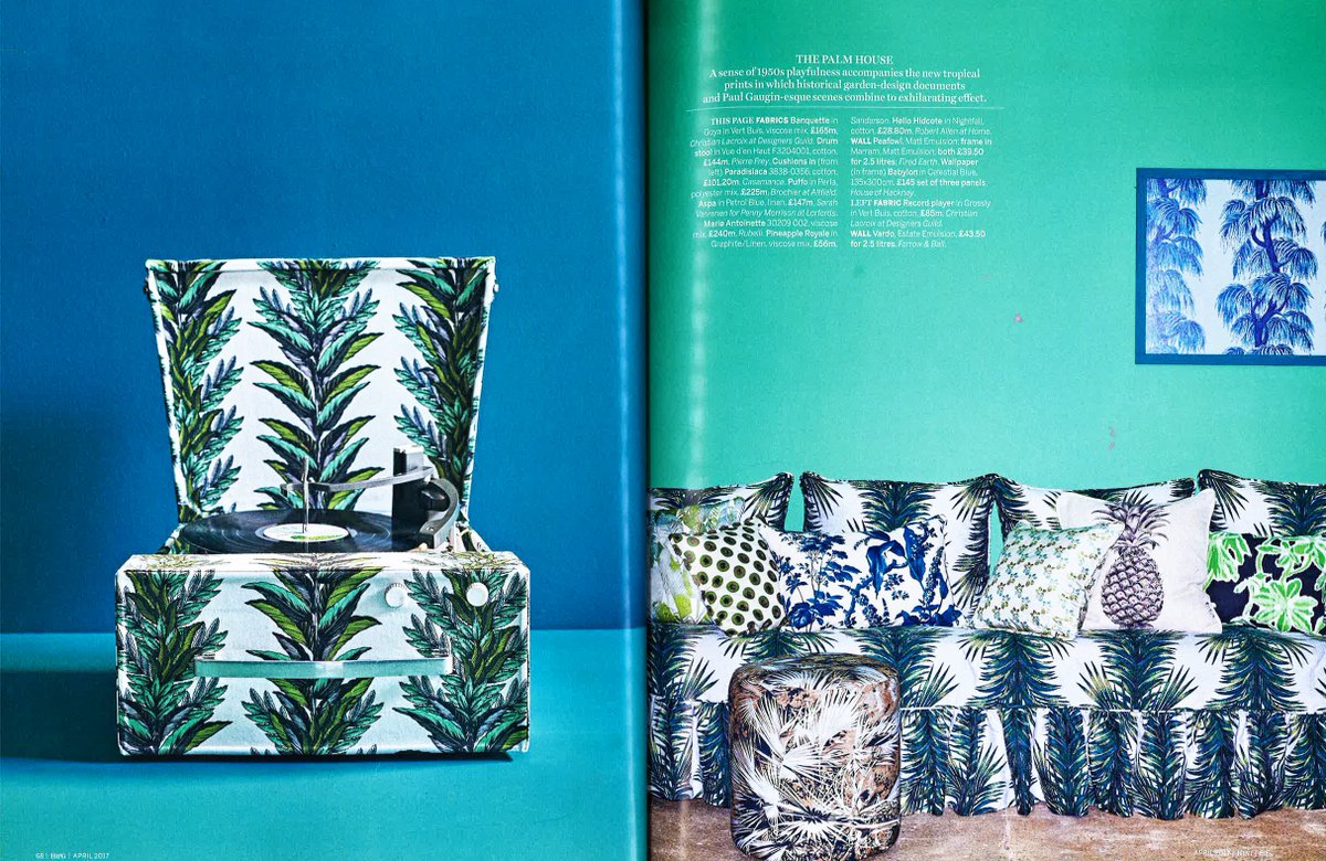 DesignersGuild's tweet photo. Loving @homesandgardens issue this month featuring @Maison_Lacroix palm fabrics: https://t.co/hy3S94NjzY https://t.co/wnaykuyMvG