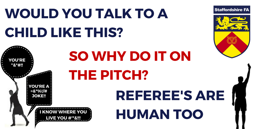 StaffordshireFA's tweet photo. 50% of our Referee's are aged 18 or younger #RefereesAreHumanToo https://t.co/k6p8of9kQQ