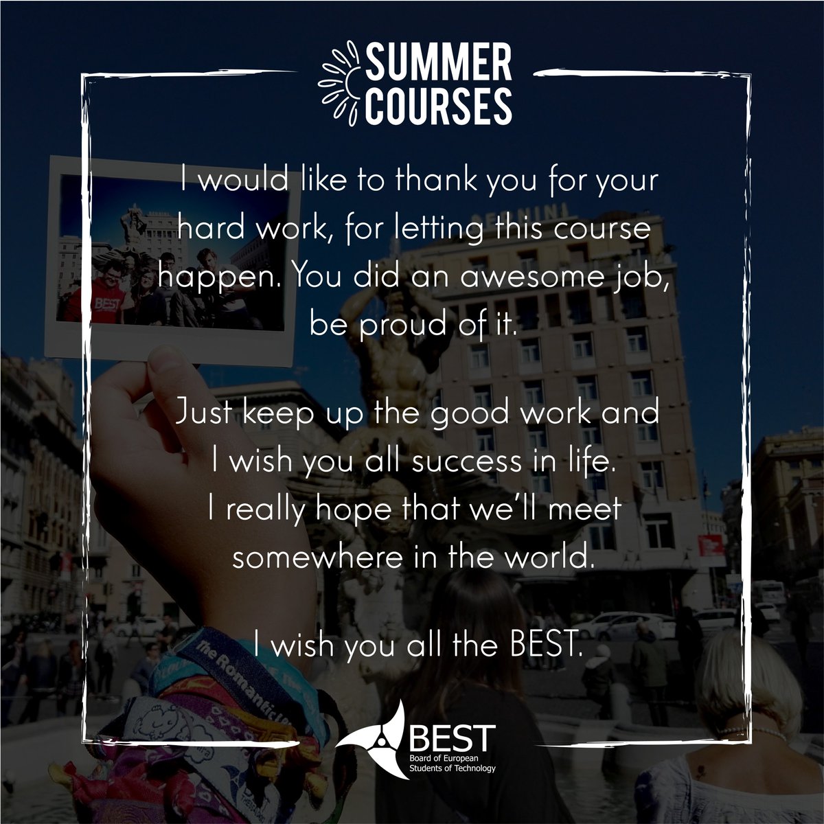 Another student who's life we've changed forever. Want to join the club? #SummerCourses

best.eu.org/courses/list.j…