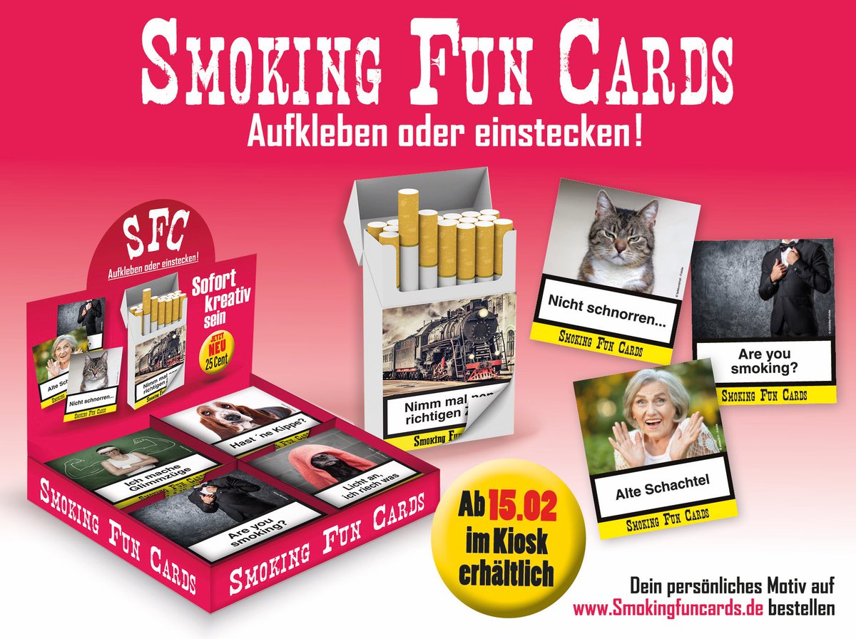 Fragt am Kiosk nach oder geht auf smokingfuncards.de