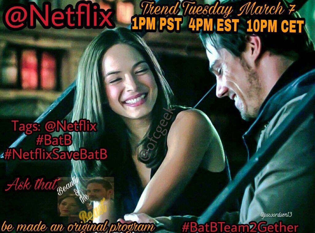 Pls RT &amp; join Tuesday's trend ! We're asking Netflix to add #BATB to their original programing. TYSM  #BatBTeam2Gether