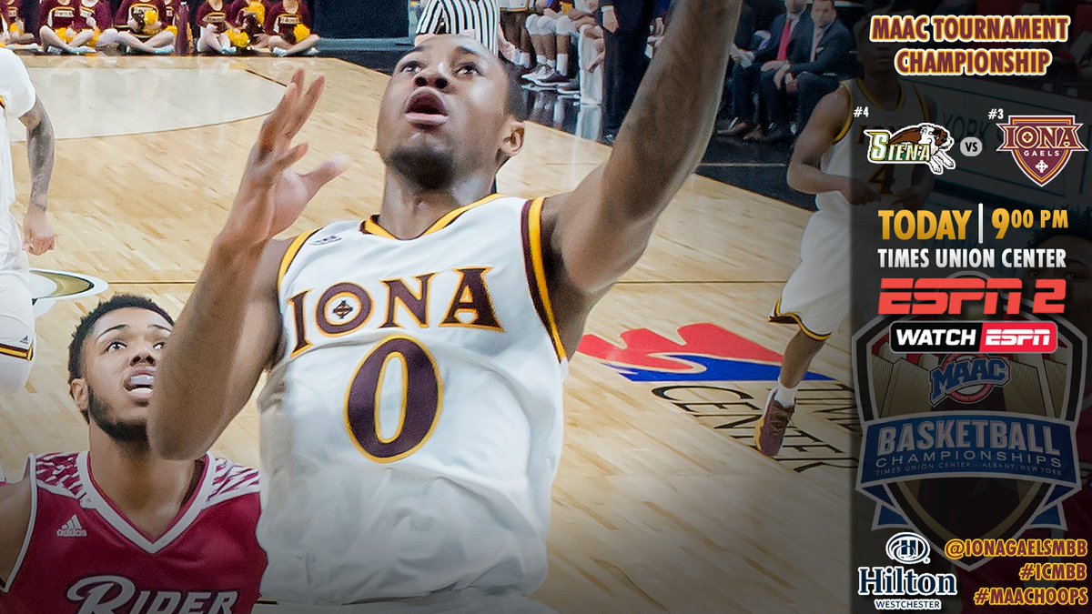 Don't Forget!

Tonight at 9 PM tune into <a href="/ESPN2/">CARLOS ANDRANGO</a> and watch as <a href="/IonaGaelsMBB/">Iona Men’s Basketball</a> battles Siena for the 2017 #MAACHoops title!