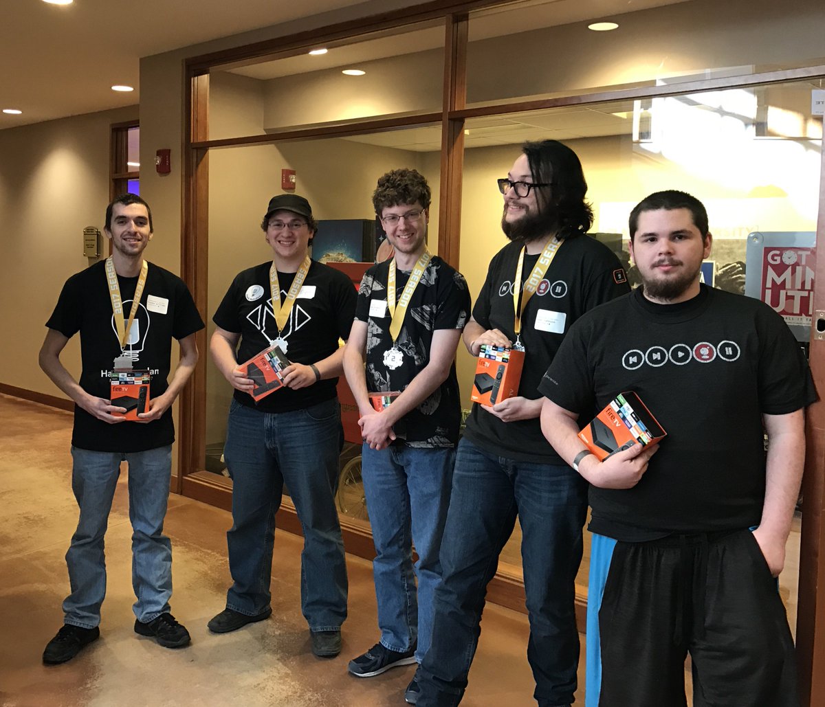 GracenoteDev's tweet photo. Great work by all teams demoing @hackpotsdam -- Congrats to the winners of the Gracenote API Challenge! https://t.co/H1sl8qPmFB