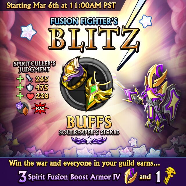 Enjoy the weekend and prepare yourselves for a Fusion Fighter Blitz this monday! Get helpful Fusion Boost Armor and a Shadowforged Set. #KnD