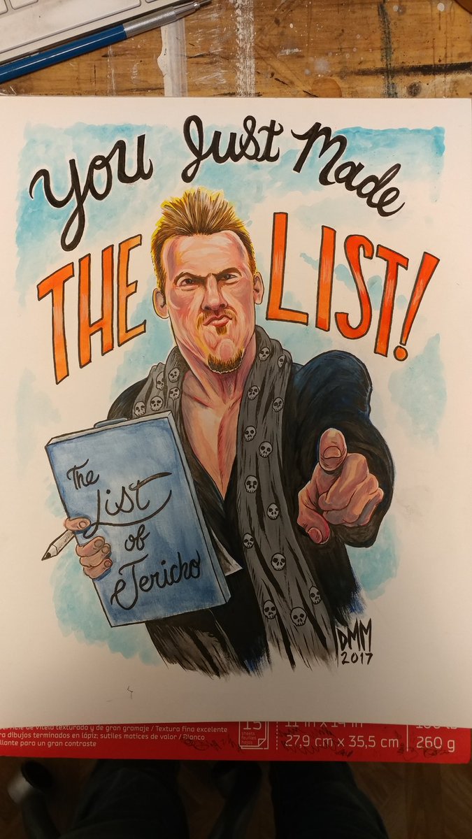 TopHeelArt's tweet photo. @IAmJericho  commission finished just in time for #WWEFastlane @WWE @WWENetwork #TheListofJericho #youjustmadethelist #teeveei https://t.co/PKiCQR6moy