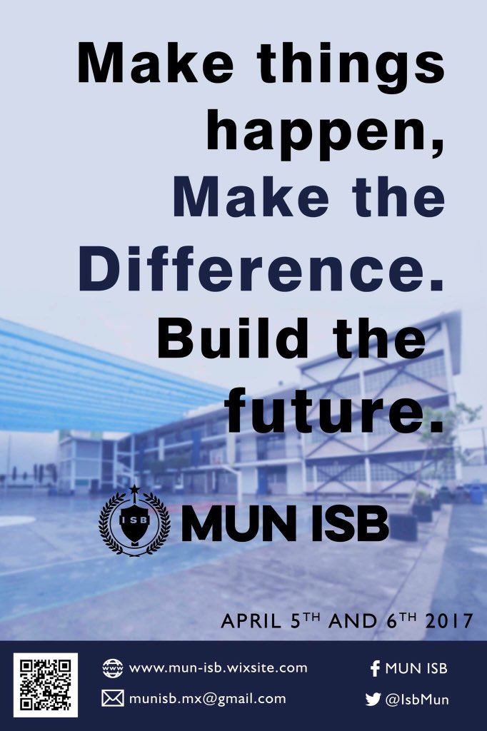 IsbMun's tweet photo. Comienza la cuenta regresiva para #MUNISB 2017! 5 y 6 de Abril. https://t.co/R2m81ogK5N