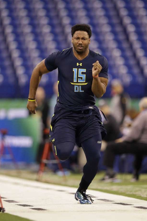 pigskinreport's tweet photo. Texas A&amp;M's Myles Garret is proving to be worthy of the number 1 overall pick in the draft with a 41 inch vertical and 4.64 40 yard dash! https://t.co/oMNL2rjZlf