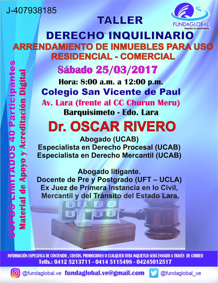 Fundaglobal_ve's tweet photo. #Fundaglobal #Taller #Derecho #Inquilinario #Barquisimeto #UniversidadFerminToro #FERMINTORISTA #UniversidadYacambu #GenteUNY #UCLAVE #UCAB https://t.co/D6gWiHsd1s