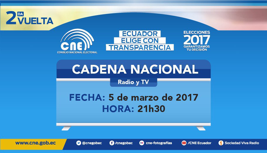 CNEChimborazo's tweet image. No te pierdas hoy la cadena nacional de Radio y TV desde las 21h30 @JuanPabloPozoB #CNETrabajoYCompromiso