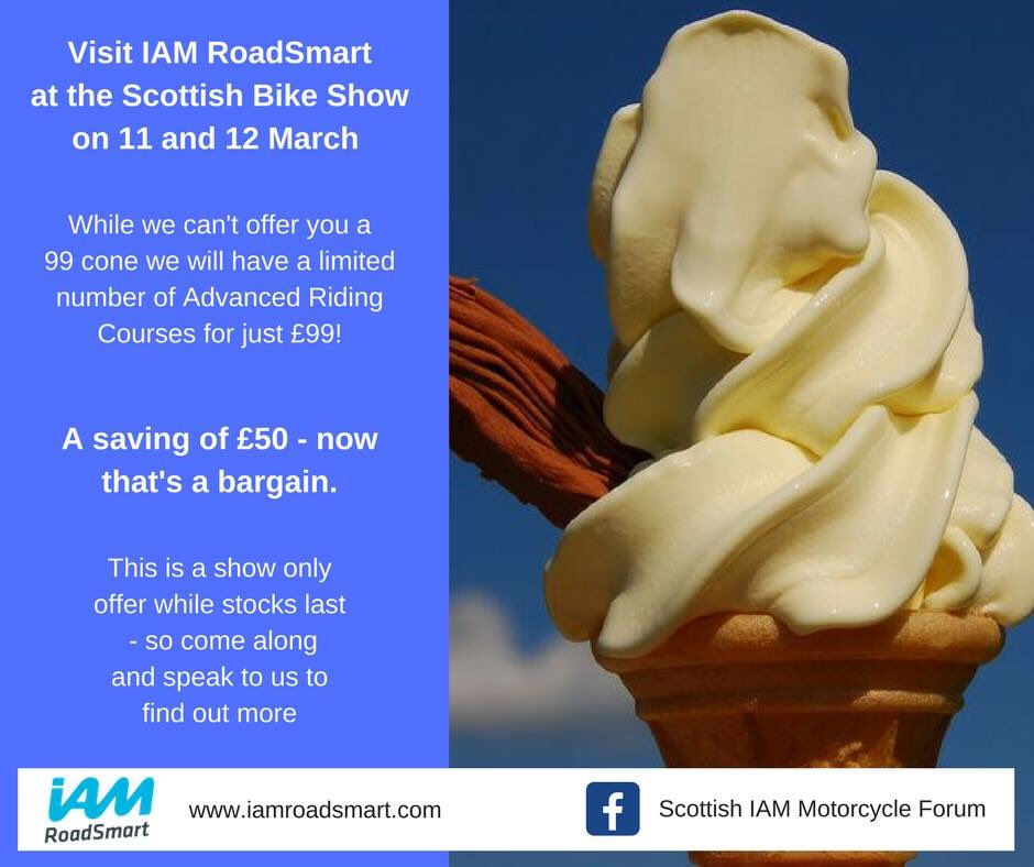 BakingBikerChic's tweet photo. @IAMRoadSmart has a @MCNBikeShow special in Edinburgh this weekend - just ยฃ99 for the Advanced Motorcycle course - limited stocks #getinfast https://t.co/IkFRUKPZ44