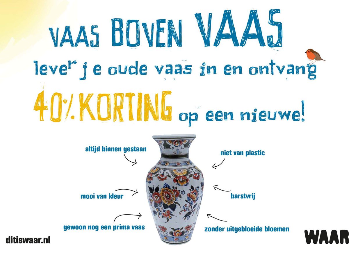 Ruil jouw vaas in en ontvang 40% korting! En jouw oude vaas? Die krijgt een nieuw leven bij een nieuw 'baasje' en bieden we te koop aan!