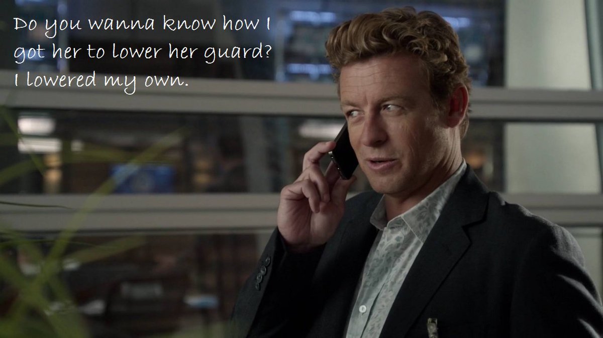 sunny_mentalst's tweet photo. "Do you wanna know how I got her to lower her guard? I lowered my own." Jane to Lisbon, 7x02 #TMQuotes https://t.co/w3uiTMyf3n