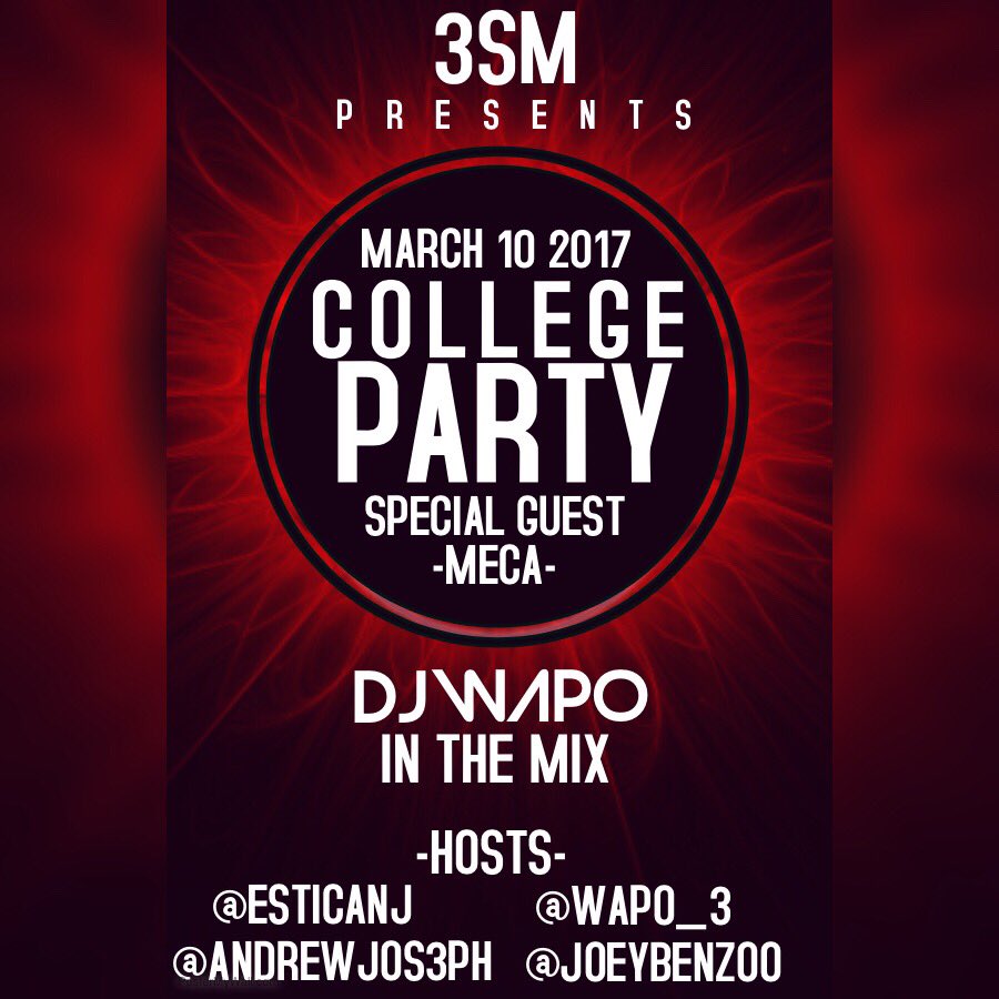SoCalFunctions's tweet image. 🚨 3SM ENTERTAINMENT 🚨
COLLEGE EVENT 
SPECIAL GUEST MECA @TheMecaOfficial 
YOU DONT WANNA MISSOUT
MARCH 10th !