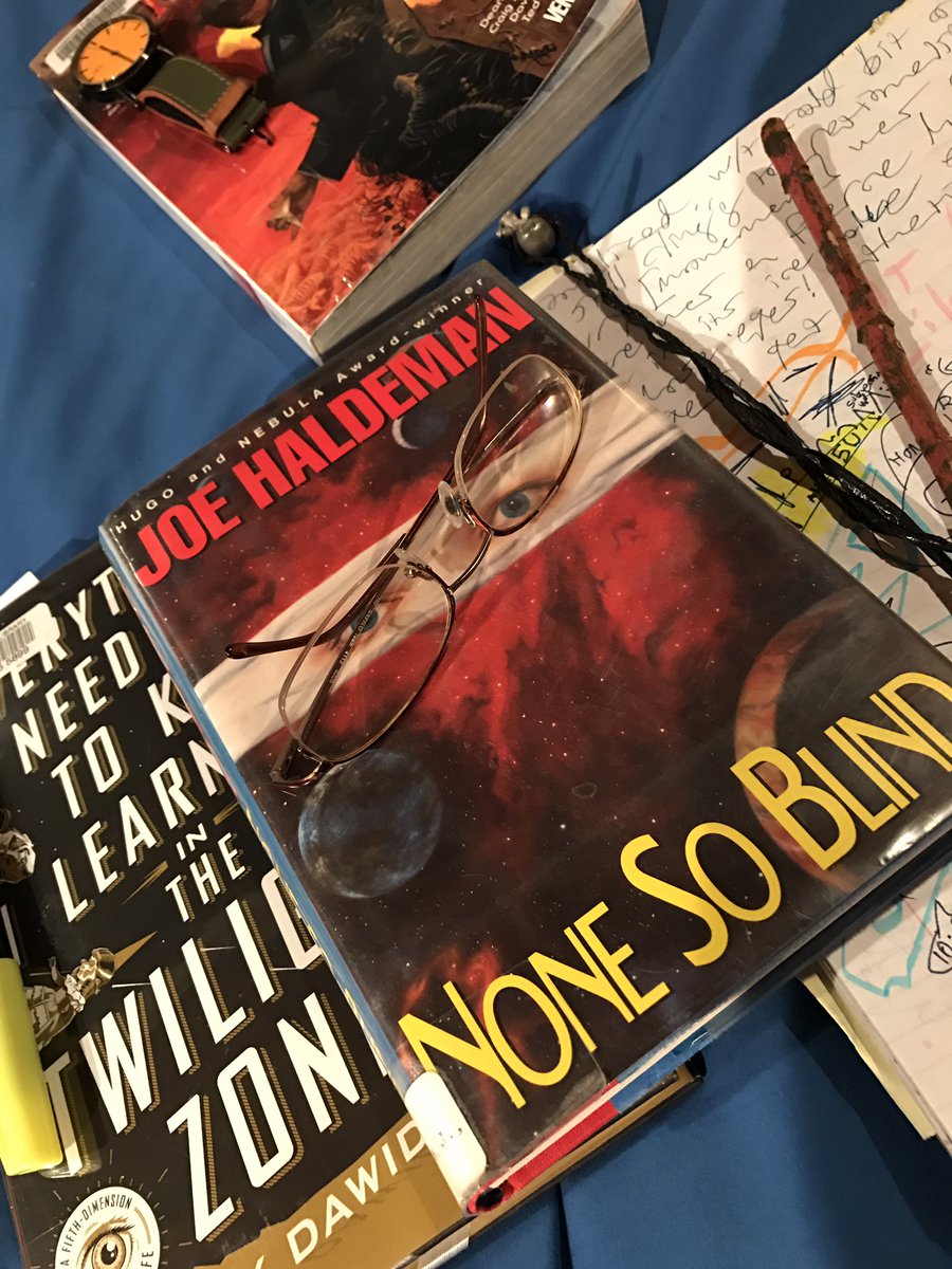 APPLESToNEPiX's tweet photo. Thread randomly led me from
end of #StoryDraft (2-16-17) to
pick up #NoneSoBlind🙈🎆🐼
(& that cuzA its #CoverArt, tho
#JoeHaldeman's a master) https://t.co/WLhmAqXMwU