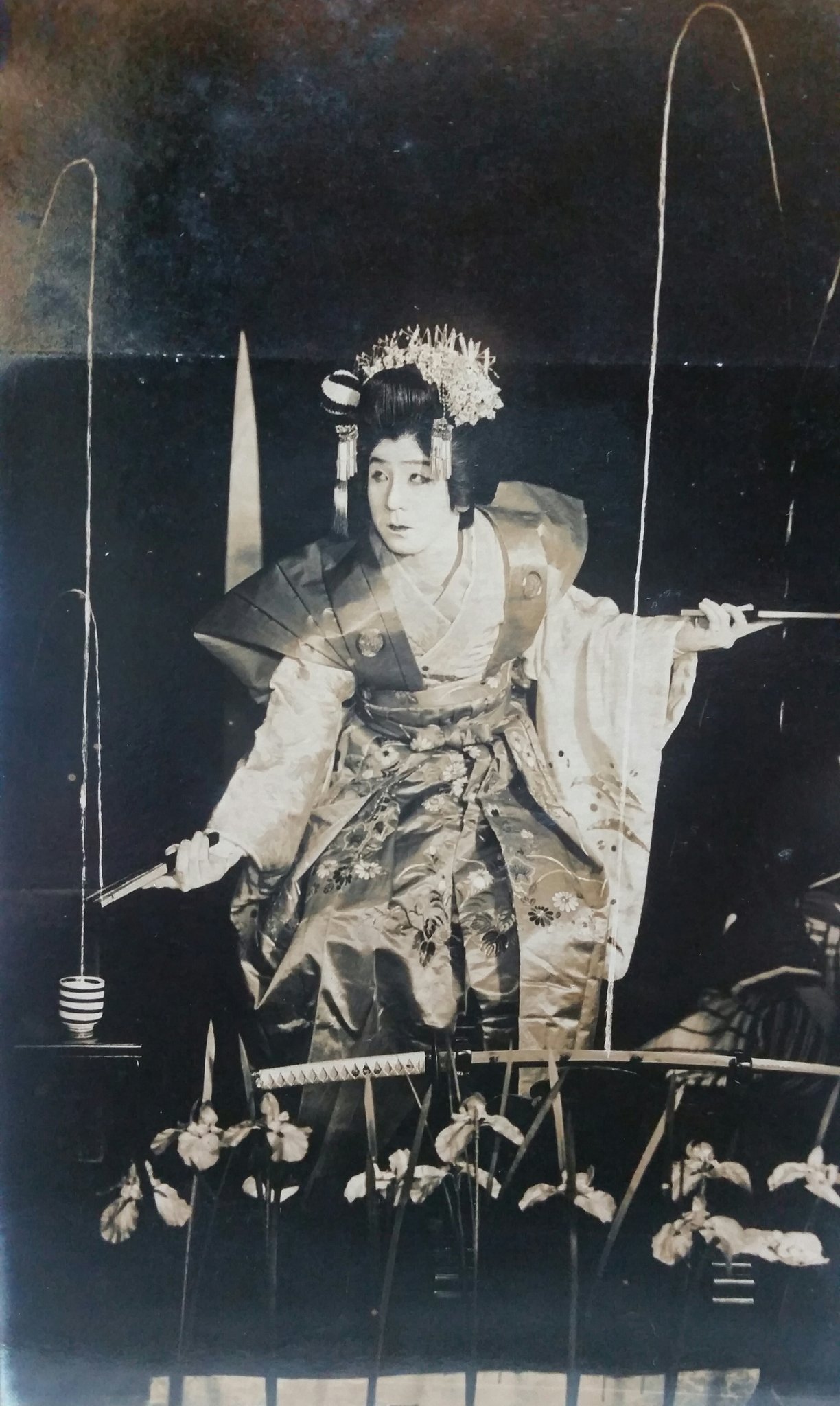 最新モデル 短冊 花柳章太郎 （新派 合作 夏 野菜 絹本掛軸 喜多村緑郎 花柳 絵画