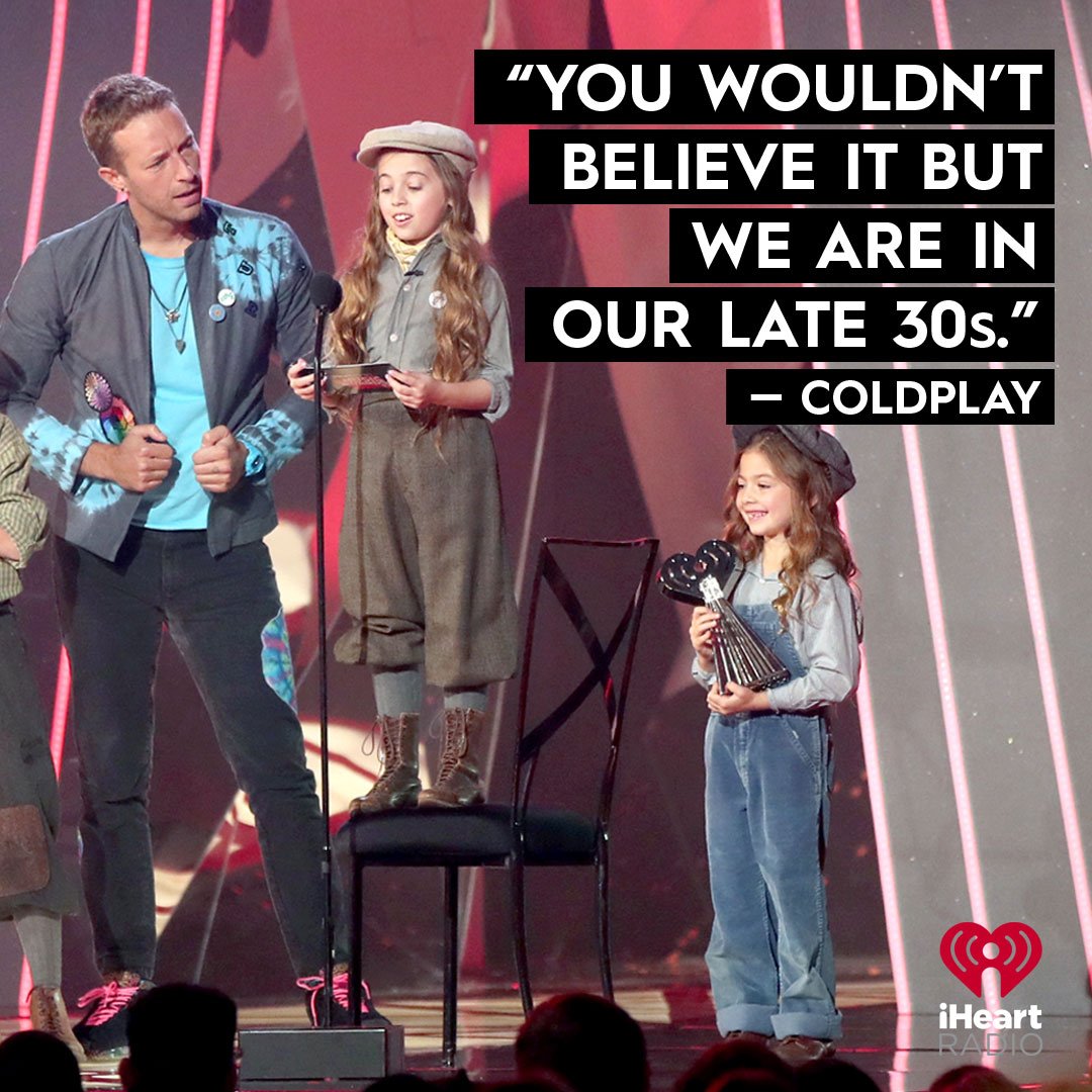 iHeartRadio's tweet photo. I believe the children are our future. Or in this instance, @coldplay is our future. #iHeartAwards #BestTour https://t.co/wyfujRHo4v