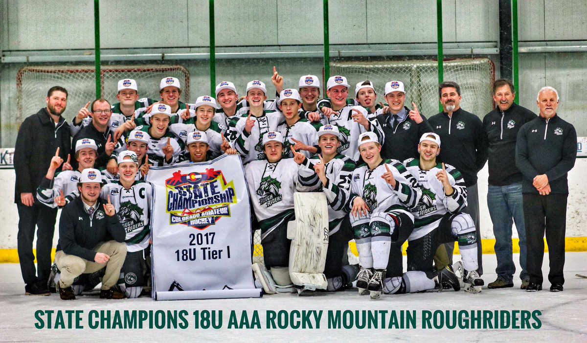 RMRoughRiders's tweet photo. Congrats @RMRoughRiders 18U CAHA Tier 1 State Champions.  2-0 win over Tbirds. Goals-Millar &amp; Wilky. Clark-Silva with shutout. GO RIDERS!!! https://t.co/pNi1Uj50nd
