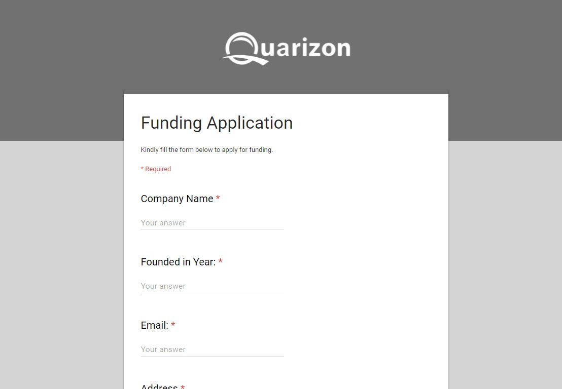 Quarizon's tweet photo. @Quarizon gives you a golden opportunity to get #funding for your #startup. To apply, fill the following form... https://t.co/kL1Mo4AKMk https://t.co/2bFkCVucrK