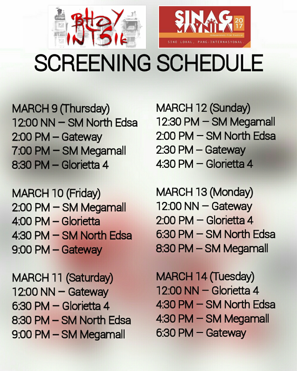 sanyto's tweet photo. ito na screening schedule kaka excite :)
#BhoyIntsikBukasNa #BhoyIntsik #RaymondFrancisco https://t.co/8gmmP6MPrO
