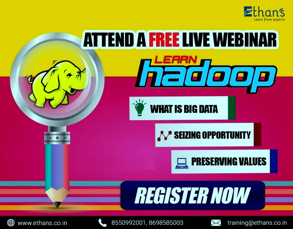 TechEthans's tweet image. Join Ethans Learn Hadoop Technology from Industry Expert.
ethans.co.in Call : 8698585003
#learnhadoop #hadooptraining #bagdata