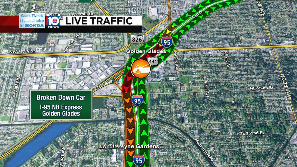 Express Lanes blocked due to broken down car on I-95 NB aproaching golden glades #traffic https://t.co/vtuTYRMUg8