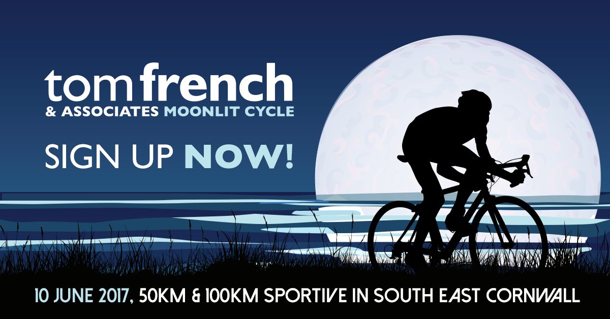 StLukesPlymouth's tweet photo. Sign up now for @TomFrenchAssocs #moonlitcycle2017 in aid of St Luke's. 50 or 100km of moonlit cycling on 10 June https://t.co/sbXdWm8cuK https://t.co/rxy61OdnPA
