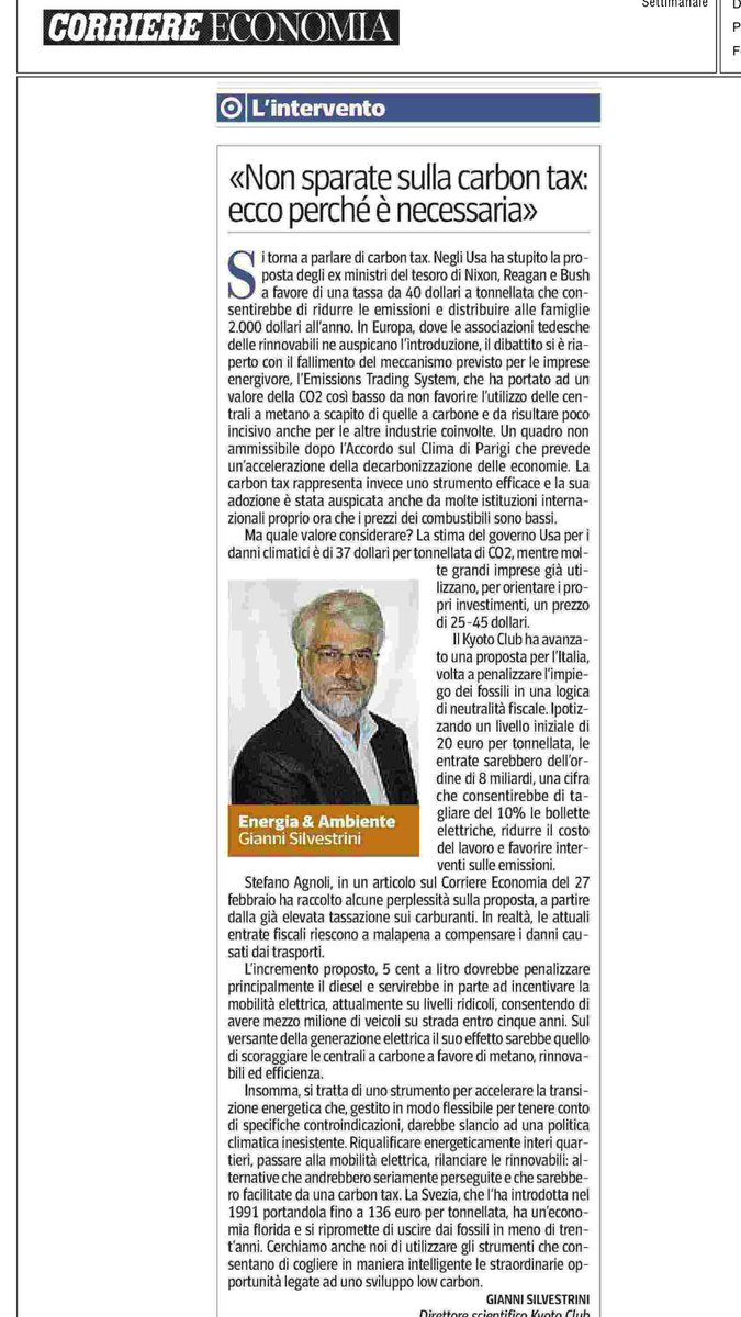 Francesco Ferrante (@franferrante) on Twitter photo Qui su <a href="/Corriere/">Corriere della Sera</a> c'è <a href="/GiaSilvestrini/">Gianni Silvestrini</a> che spiega perché #CarbonTax sarebbe utile Qui su <a href="/Corriere/">Corriere della Sera</a> c'è <a href="/GiaSilvestrini/">Gianni Silvestrini</a> che spiega perché #CarbonTax sarebbe utile