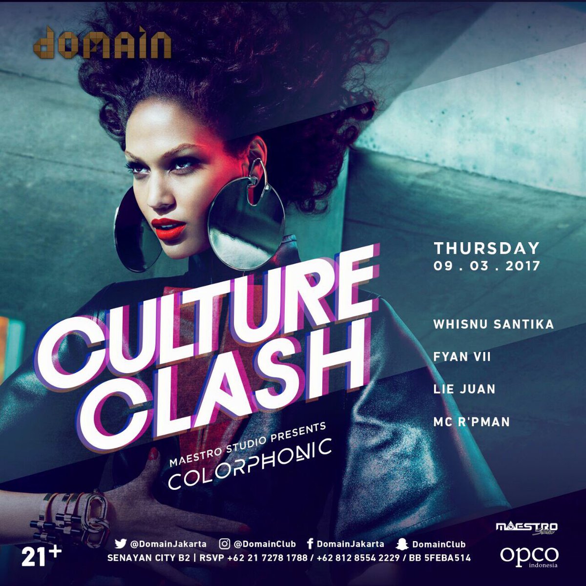 MAESTRO_JKT's tweet photo. This Thursday 9th March 2017 "Culture Clash - Colorphonic" @domainjakarta with DJ @WhisnuSantika @FYAN_VII @Liejuan2 @RPM4N #be thr https://t.co/oCe8IvPohw