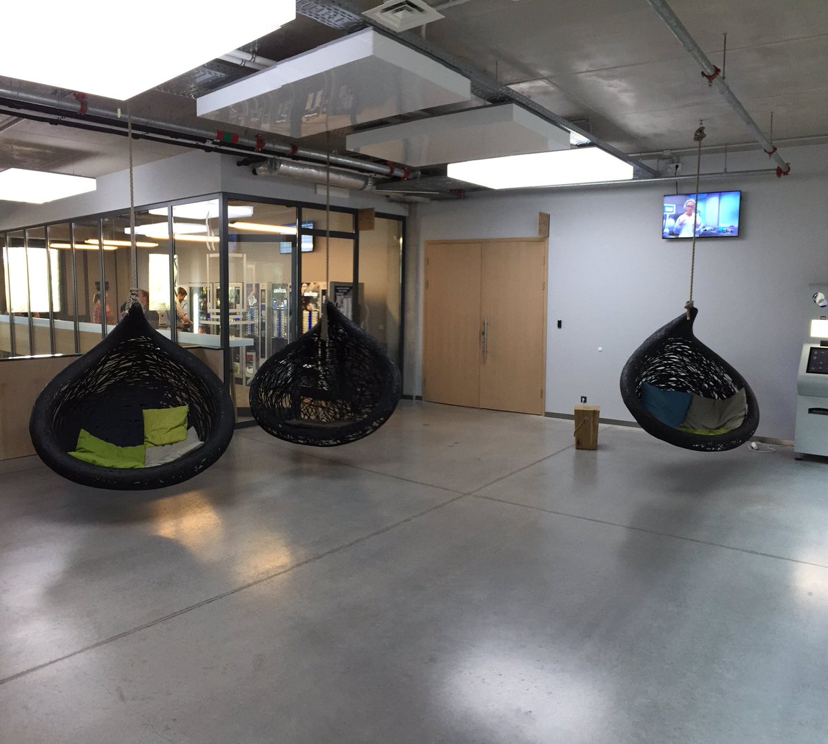 MaffamFreeform's tweet photo. Maffam hanging chairs at University of Latvia. #Maffam #Hammock #Hangingchair https://t.co/b5zdOKIq1e