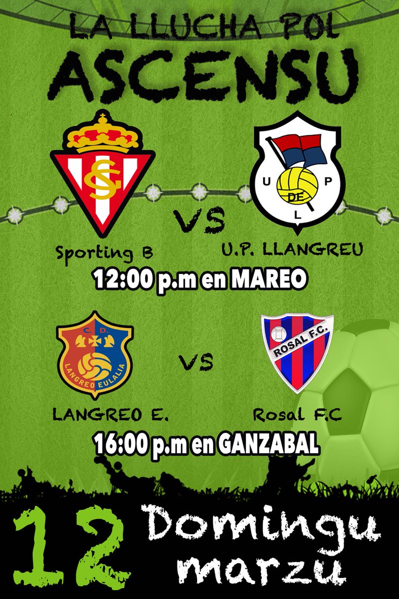 Efeulalia's tweet photo. Domingo de Azul y Rojo @RealSporting - @UPLangreo 12:00 en Mareo
Regional - @RosalFC1929 16:00 en El Templo de Ganzabal ¿Te lo vas a perder? https://t.co/YF4dFG6Rj2