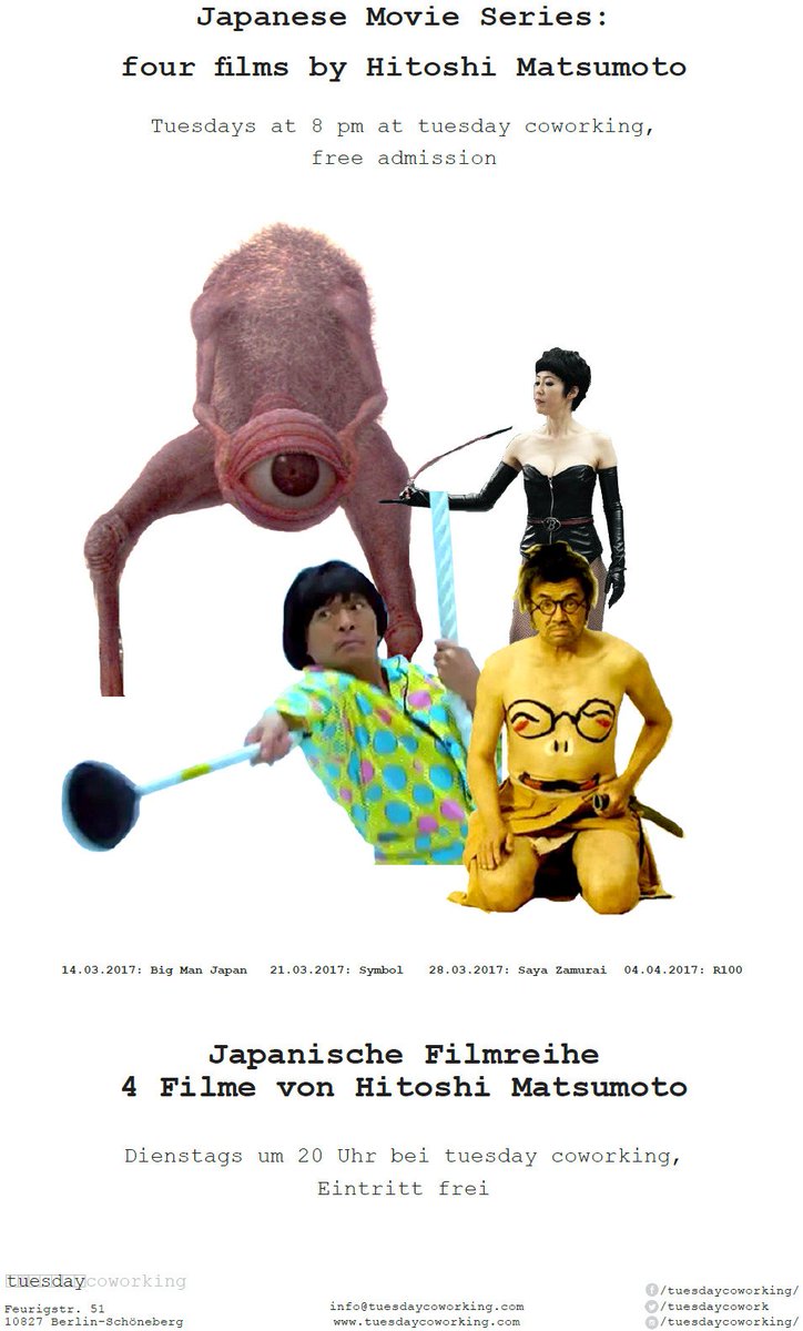 tuesdaycowork's tweet photo. four weeks / four films
starts 14 march 2017, 8pm
details: https://t.co/qHn67WJnPl
#japanese #film #berlin https://t.co/sk2M8LrC34