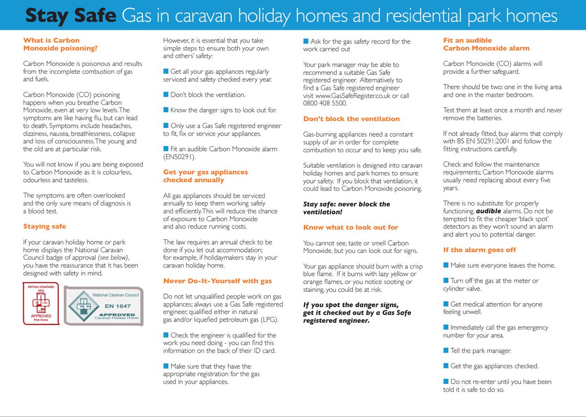 Carbon Monoxide #InvisibleKiller - gas safety in caravan holiday homes and park homes