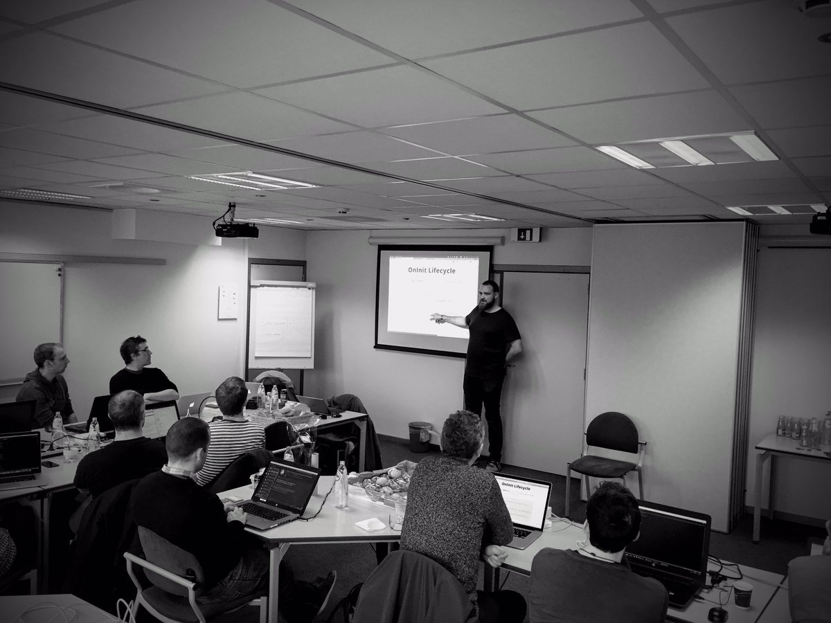 thoughtram's tweet photo. Now @cburgdorf is taking the students on a deep dive into @angular 's lifecycle hooks. #AngularMasterClass https://t.co/w7YCbCpvM6