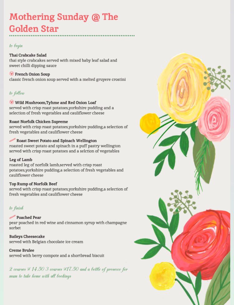 Book a table for Mother's Day and receive a complimentary bottle of Prosecco for mum to take home bookings only 01603 632447 #presentsorted