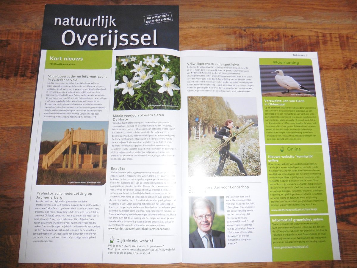 In opdracht van <a href="/LandschapOV/">Landschap Overijssel</a> schrijf ik ieder kwartaal de dubbele pagina Kort Nieuws. Erg leuk om zo in contact te blijven met oud-collega's