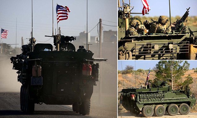 Stars and Stripes in Syria: Convoy of American tanks rolls through war-torn country as 500 US special forces troops join battle against ISIS on the ground C6OngI5UYAAZ124