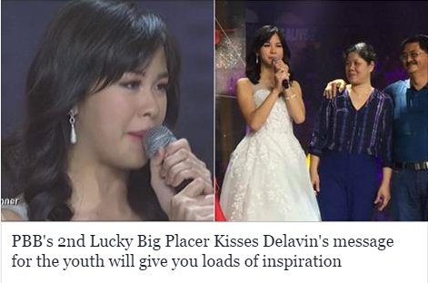 ABSCBN's tweet photo. Kisses: "Patuloy kayong magpakatotoo, magmahal ng magmahal..." Salute for Kween Kisses!  #PBBTheBigWinner https://t.co/aJS4TpGv59 https://t.co/kB8UcyhLDK