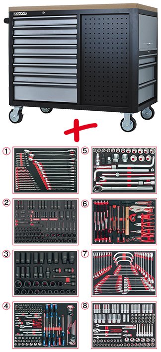 Stabiler Werkzeugwagen 878.11468 für die NFZ-Werkstatt.
Robust tool cabinet 878.11468 for commercial vehicle workshops.
#kstools #neu #new