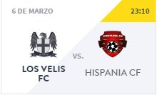 Esta noche <a href="/VFOspain/">VFO España</a> @ChiringuitoVFO 
🎮 <a href="/LosVelisFC/">Los Velis FC</a> vs <a href="/HispaniaCF/">Hispania CF</a> 
🏆 4ªA División 
⏰ Hoy, 23:10