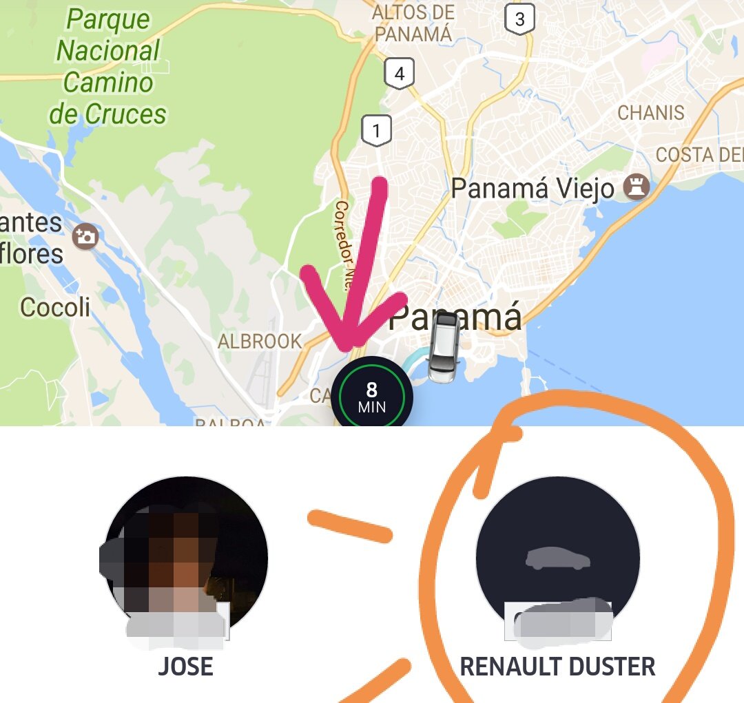 Prueba: en el casco, se pide un carro en medio de 3 Uber en linea con la Bala. Resultado: te mandan un Renault desde Paitilla. #CORRUPTION