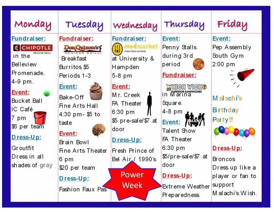 Here is the schedule for Power Week💪🏼🎉🏆
Get pumped and we will see YOU at all the events planned