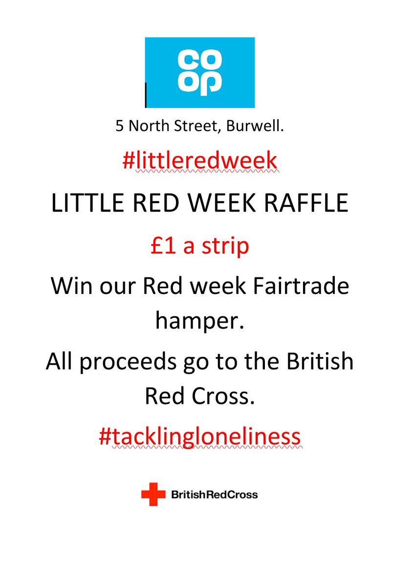 SteveS1711's tweet image. Events for #littleredweek in Burwell. #tacklingloneliness #Theredcross #beingcoop  @steveall1 @DarrenDazsaz @coopukfood @MarkWal80246378